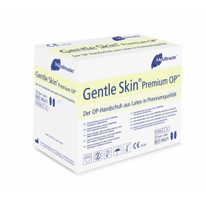Meditrade GmbH Meditrade Gentle Skin® Premium OP-Handschuh, Einmalhandschuh aus Latex, puderfrei, steril, 1 Packung = 50 Paar, Größe 5,5