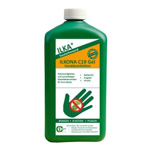 ILKA Chemie GmbH ILKA ILKONA C 19 Händedesinfektionsgel, Desinfizierendes Gel für die persönliche Handhygiene, 1 Liter - Flasche