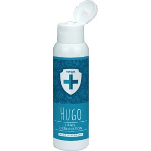 HUGO Händedesinfektion, Alkoholisches Desinfektionsmittel zur hygienischen Händedesinektion, 100 ml - Flasche, mit Klippverschluss