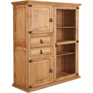 1a Direktimport Highboard - Glasschrank - Pinie - honigfarbig - Landhausstil - Massivholz