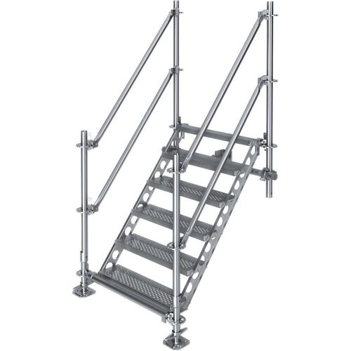 Scafom-Rux Bautreppe Außentreppe feuerverzinkt für mind. 1,15 m Höhenunterschied mit Wandbefestigung höhenverstellbar