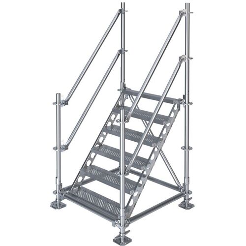 Scafom-Rux Bautreppe Außentreppe feuerverzinkt für mind. 1,15 m Höhenunterschied höhenverstellbar