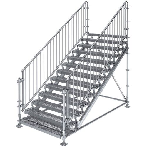 Scafom-Rux Bautreppe, Außentreppe Komfort plus, für mind. 2,15 m Höhenunterschied höhenverstellbar