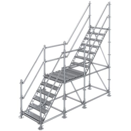 Scafom-Rux Bautreppe Außentreppe feuerverzinkt für mind. 2,65 m Höhenunterschied höhenverstellbar