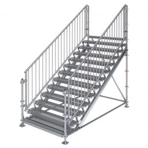 Scafom-rux Bautreppe, Außentreppe Komfort plus, 2.00 m Höhenunterschied 3.00 x 1.50 m o. Podest