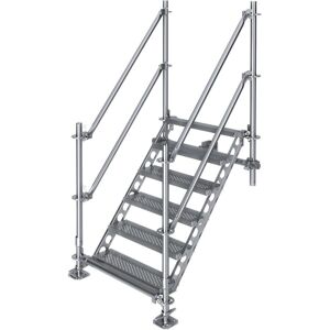 Scafom-Rux Bautreppe Außentreppe feuerverzinkt für mind. 1,15 m Höhenunterschied mit Wandbefestigung   höhenverstellbar