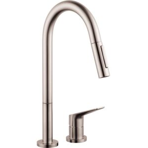Hansgrohe Axor Citterio Spültischarmatur 34822800 2 Loch, mit Ausziehbrause, Edelstahl-Optik Hansgrohe Axor Citterio Spültischarmatur 34822800 2 Loch, mit Ausziehbrause, Edelstahl-Optik