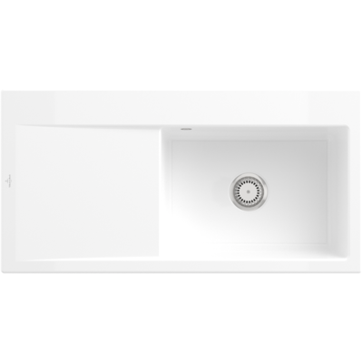 Villeroy & Boch Keramikspüle - Rechtes Becken - Manuelle Ablaufsteuerung - Snow White Villeroy & Boch Keramikspüle - Rechtes Becken - Manuelle Ablaufsteuerung - Snow White