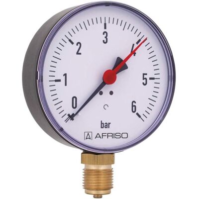 Afriso Manometer 0-6 bar, senkrecht 63613 Gehäuse 100mm Durchmesser, 1/2" Anschluss Afriso Manometer 0-6 bar, senkrecht 63613 Gehäuse 100mm Durchmesser, 1/2" Anschluss