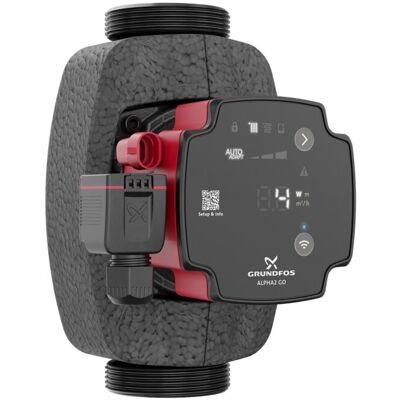 Grundfos ALPHA2 GO Hocheffizienz-Umwälzpumpe 93094217 32-75 180, DN32, 180 mm, EEI 0,19, selbstregelnd Grundfos ALPHA2 GO Hocheffizienz-Umwälzpumpe 93094217 32-75 180, DN32, 180 mm, EEI 0,19, selbstregelnd