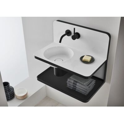 Alape Steel 19 WP.S19.1 - Wandhängendes Waschbecken, Rund links, Glasablage Alape Steel 19 WP.S19.1 - Wandhängendes Waschbecken, Rund links, Glasablage