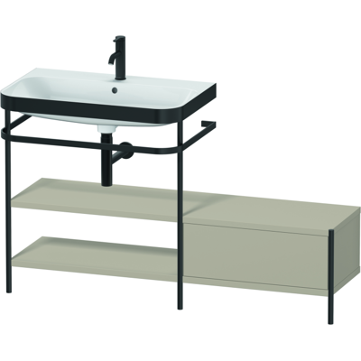 Duravit Happy D.2 Plus C-Bonded Waschbecken-Set mit Metallkonsole 1400x490x850mm - Taupe Seidenmatt Duravit Happy D.2 Plus C-Bonded Waschbecken-Set mit Metallkonsole 1400x490x850mm - Taupe Seidenmatt