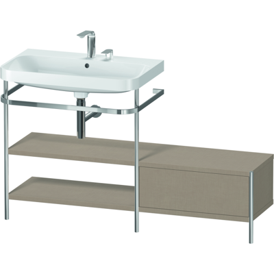 Duravit Happy D.2 Plus C-Form Waschtisch mit Metallkonsole - 1400mm - Leinen Duravit Happy D.2 Plus C-Form Waschtisch mit Metallkonsole - 1400mm - Leinen