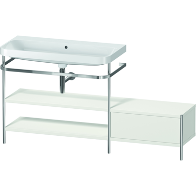 Duravit Happy D.2 Plus C-Form Waschbecken mit Metallkonsole - Badezimmerwaschtisch Duravit Happy D.2 Plus C-Form Waschbecken mit Metallkonsole - Badezimmerwaschtisch