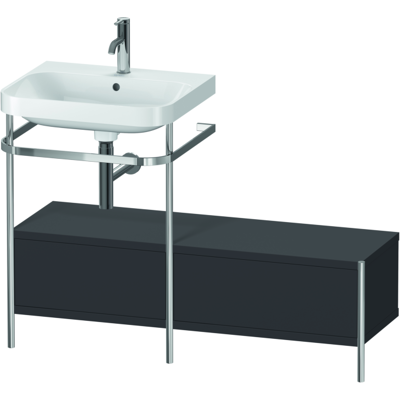 Duravit Happy D.2 Plus C-Form Waschtisch-Set mit Metallkonsole - 1200x490x850mm, Graphit Supermatt Duravit Happy D.2 Plus C-Form Waschtisch-Set mit Metallkonsole - 1200x490x850mm, Graphit Supermatt