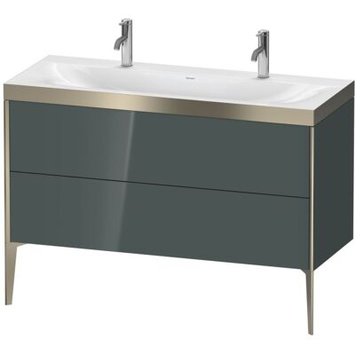 Duravit Xviu C-Bonded Set Doppelwaschtisch 2 Auszüge mit Hahnloch 1200 x 480 x 610 mm - Dolomiti Grey Hochglanz Duravit Xviu C-Bonded Set Doppelwaschtisch 2 Auszüge mit Hahnloch 1200 x 480 x 610 mm - Dolomiti Grey Hochglanz