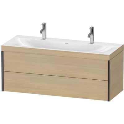 Duravit Xviu Wandhängendes Doppelwaschtisch-Set - Mediterrane Eiche / Profil Schwarz Matt Duravit Xviu Wandhängendes Doppelwaschtisch-Set - Mediterrane Eiche / Profil Schwarz Matt