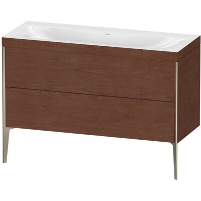 Duravit XViu Waschtisch-Unterschrank XV4712NB113C 120x48cm, 2 Schubkästen, ohne Hahnloch, champagner matt, Rahmen C, amerikanischer nussbaum Duravit XViu Waschtisch-Unterschrank XV4712NB113C 120x48cm, 2 Schubkästen, ohne Hahnloch, champagner matt, Rahmen C, amerikanischer nussbaum