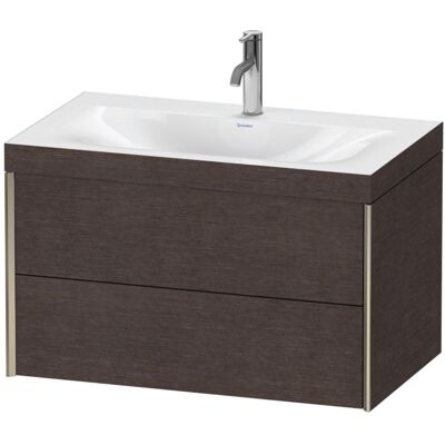 Duravit Dunkel Eiche Wandhängendes Waschbecken-Set mit 2 Schubladen - C-bonded, 80x48cm Duravit Dunkel Eiche Wandhängendes Waschbecken-Set mit 2 Schubladen - C-bonded, 80x48cm
