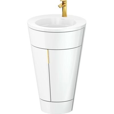 Duravit Starck 1 - Keramik Waschbecken-Set mit Griff in Gold Duravit Starck 1 - Keramik Waschbecken-Set mit Griff in Gold