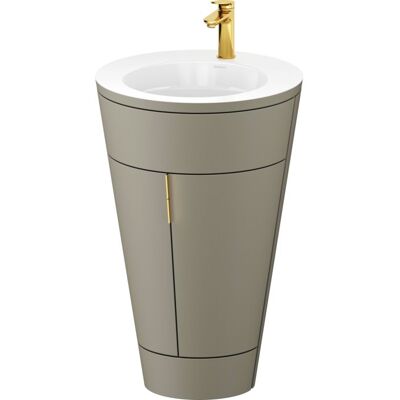 Duravit Starck 1 - Keramik Weiß Matt, Griff Gold, bodenstehend, 864x560x605mm - Waschtisch-Set Duravit Starck 1 - Keramik Weiß Matt, Griff Gold, bodenstehend, 864x560x605mm - Waschtisch-Set