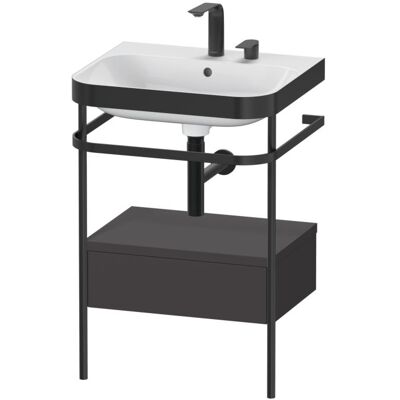 Duravit Happy D.2 Plus Graphit Supermatt Möbelwaschtisch-Set mit Metallkonsole Duravit Happy D.2 Plus Graphit Supermatt Möbelwaschtisch-Set mit Metallkonsole