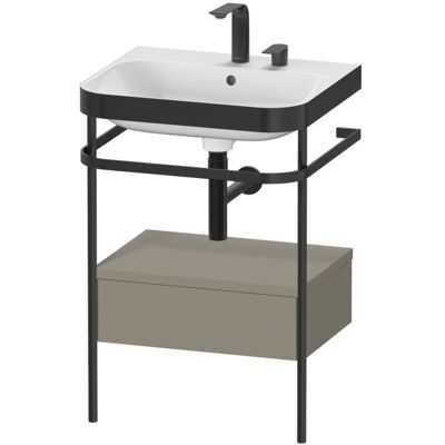 Duravit Happy D.2 Plus C-Bonded Set mit Metallkonsole - Stein Grau Seidenmatt - Waschtisch-Kombination Duravit Happy D.2 Plus C-Bonded Set mit Metallkonsole - Stein Grau Seidenmatt - Waschtisch-Kombination