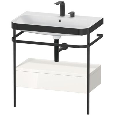 Duravit Happy D.2 Plus C-Bonded Set mit Metallkonsole - Weiß Hochglanz - 77,5 x 49 cm Duravit Happy D.2 Plus C-Bonded Set mit Metallkonsole - Weiß Hochglanz - 77,5 x 49 cm