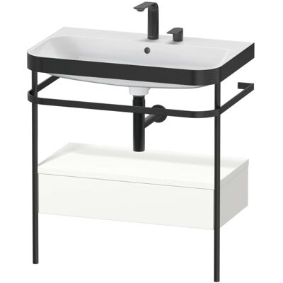 Duravit Happy D.2 Plus Möbelwaschtisch-Kombination HP4742E3636 77,5 x 49 cm, 2 Hahnlöcher, weiß seidenmatt, mit Metallkonsole Duravit Happy D.2 Plus Möbelwaschtisch-Kombination HP4742E3636 77,5 x 49 cm, 2 Hahnlöcher, weiß seidenmatt, mit Metallkonsole