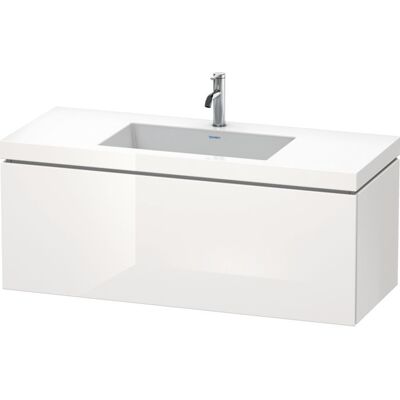 Duravit L-Cube Möbelwaschtisch c-bonded mit Unterbau wandhängend, 120x48 cm, 1 Auszug, ohne Überlauf, 1 Hahnloch, Farbe: Weiß Hochglanz Lack Duravit L-Cube Möbelwaschtisch c-bonded mit Unterbau wandhängend, 120x48 cm, 1 Auszug, ohne Überlauf, 1 Hahnloch, Farbe: Weiß Hochglanz Lack