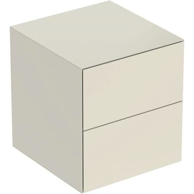 Geberit Wandhängender Seitenschrank - 2 Schubladen - Hochglänzendes Sand-Grau - Badmöbel Geberit Wandhängender Seitenschrank - 2 Schubladen - Hochglänzendes Sand-Grau - Badmöbel