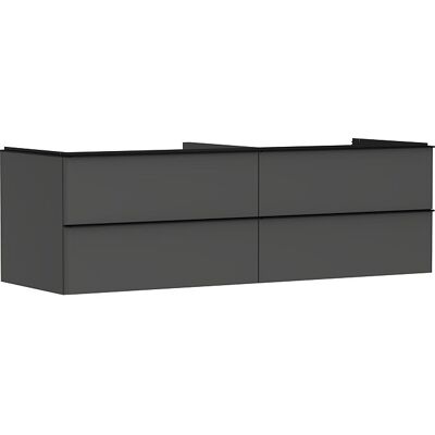 Hansgrohe Xelu Q Waschtischunterschrank - Diamantgrau Matt / Griff Mattschwarz - 4 Schubladen Hansgrohe Xelu Q Waschtischunterschrank - Diamantgrau Matt / Griff Mattschwarz - 4 Schubladen