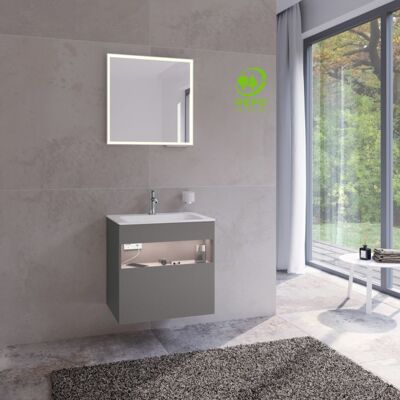 Keuco Stageline Waschtisch-Unterschrank - Inox Satin, LED-Licht, 1 Schublade Keuco Stageline Waschtisch-Unterschrank - Inox Satin, LED-Licht, 1 Schublade