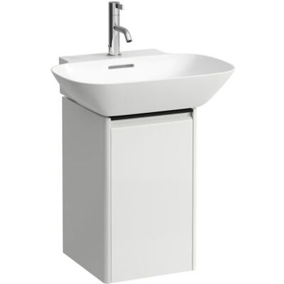 LAUFEN BASE für INO Waschtischunterschrank H4030241102601 31,5x51,5cm, Tür, Scharnier rechts, Griff Aluminium schwarz, weiß matt LAUFEN BASE für INO Waschtischunterschrank H4030241102601 31,5x51,5cm, Tür, Scharnier rechts, Griff Aluminium schwarz, weiß matt