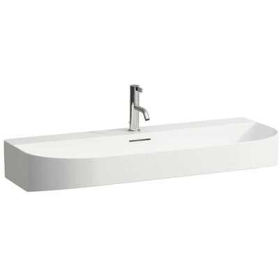 LAUFEN Sonar Aufsatzwaschtisch H8163477571581 100x42cm, Unterseite geschliffen, wandmontiert, ohne Überlauf, mit 3 Hahnloch, weiß matt LAUFEN Sonar Aufsatzwaschtisch H8163477571581 100x42cm, Unterseite geschliffen, wandmontiert, ohne Überlauf, mit 3 Hahnloch, weiß matt