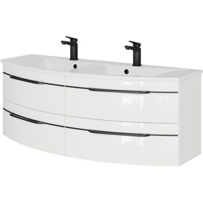 Pelipal Doppelwaschtisch-Set - Mineralmarmor, Weiß Hochglanz Pelipal Doppelwaschtisch-Set - Mineralmarmor, Weiß Hochglanz