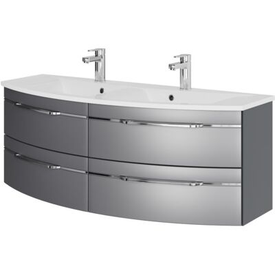 Pelipal Doppelwaschtisch-Set - Mineralmarmor, 130cm, Grau Pelipal Doppelwaschtisch-Set - Mineralmarmor, 130cm, Grau