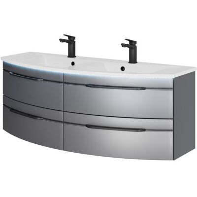 Pelipal Serie 7045 Doppelwaschtisch-Set - Mineralmarmor, 130cm, Grau Pelipal Serie 7045 Doppelwaschtisch-Set - Mineralmarmor, 130cm, Grau