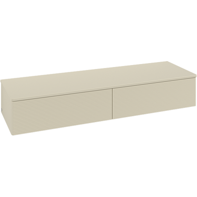 Villeroy und Boch Antao Sideboard L42100HJ mit Beleuchtung, 2 Auszüge, 1600 x 268 x 500 mm, Front mit Struktur, Silk Grey Matt Lacquer / Silk Grey Matt Lacquer Villeroy und Boch Antao Sideboard L42100HJ mit Beleuchtung, 2 Auszüge, 1600 x 268 x 500 mm, Front mit Struktur, Silk Grey Matt Lacquer / Silk Grey Matt Lacquer