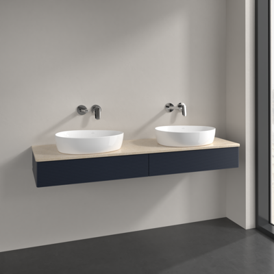 Villeroy & Boch Antao Wandhängender Waschtischunterschrank - Mit Beleuchtung - Midnight Blue - 160x19 cm Villeroy & Boch Antao Wandhängender Waschtischunterschrank - Mit Beleuchtung - Midnight Blue - 160x19 cm
