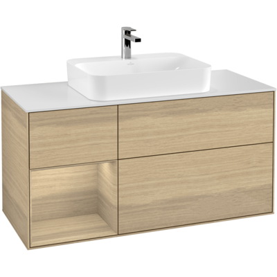 Villeroy & Boch Finion Wandhängender Waschtischunterschrank - Weiß, Eiche Veneer Villeroy & Boch Finion Wandhängender Waschtischunterschrank - Weiß, Eiche Veneer