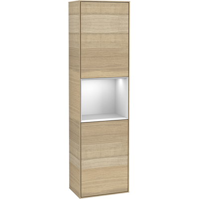 Villeroy & Boch Finion Hochschrank - Eichefurnier / Weiße Mattlack - 2 Türen Villeroy & Boch Finion Hochschrank - Eichefurnier / Weiße Mattlack - 2 Türen