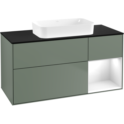 Villeroy & Boch Finion Waschtischunterschrank - Weiß Hochglanz, Olive Matt, 1200mm Villeroy & Boch Finion Waschtischunterschrank - Weiß Hochglanz, Olive Matt, 1200mm
