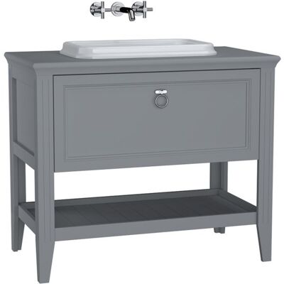 VitrA Valarte Einbauwaschtisch-Möbel-Set 62199 98 x 52 x 87,5 cm, 1 Vollauszug, Korpus grau matt/Waschtisch weiß hochglanz VitrA Valarte Einbauwaschtisch-Möbel-Set 62199 98 x 52 x 87,5 cm, 1 Vollauszug, Korpus grau matt/Waschtisch weiß hochglanz