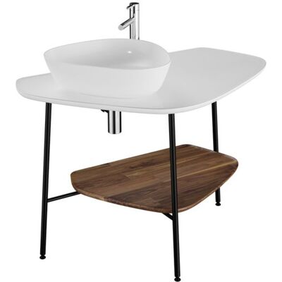 VitrA Plural Waschtisch-Konsole 62570 103,2 x 61,2 x 73 cm, links, Ablage Walnuss, Platte weiß hochglanz VitrA Plural Waschtisch-Konsole 62570 103,2 x 61,2 x 73 cm, links, Ablage Walnuss, Platte weiß hochglanz