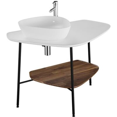 Vitra Plural Waschtisch-Konsole - Links, Walnuss, Metallrack, Echtholz Vitra Plural Waschtisch-Konsole - Links, Walnuss, Metallrack, Echtholz