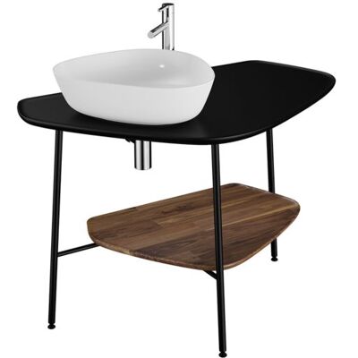 VitrA Plural Waschtisch-Konsole 62572 103,2 x 61,2 x 73 cm, links, Ablage Walnuss, Platte schwarz matt VitrA Plural Waschtisch-Konsole 62572 103,2 x 61,2 x 73 cm, links, Ablage Walnuss, Platte schwarz matt