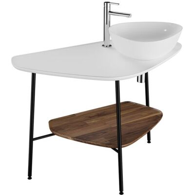 VitrA Plural Waschtisch-Konsole 62581 103,2 x 61,2 x 73 cm, rechts, Ablage Walnuss, Platte edelweiß VitrA Plural Waschtisch-Konsole 62581 103,2 x 61,2 x 73 cm, rechts, Ablage Walnuss, Platte edelweiß