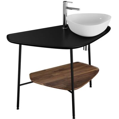 VitrA Plural Waschtisch-Konsole 62582 103,2 x 61,2 x 73 cm, rechts, Ablage Walnuss, Platte schwarz matt VitrA Plural Waschtisch-Konsole 62582 103,2 x 61,2 x 73 cm, rechts, Ablage Walnuss, Platte schwarz matt