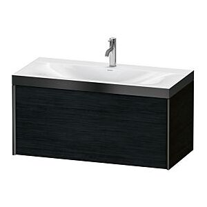 Duravit XViu Waschtisch-Unterschrank XV4611OB216P 100x48cm, 1 Auszug, 1 Hahnloch, schwarz matt, Rahmen P, Eiche schwarz